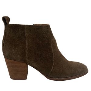 Madewell Stacked Heel BRENNER Suede Leather Booties Size 7.5